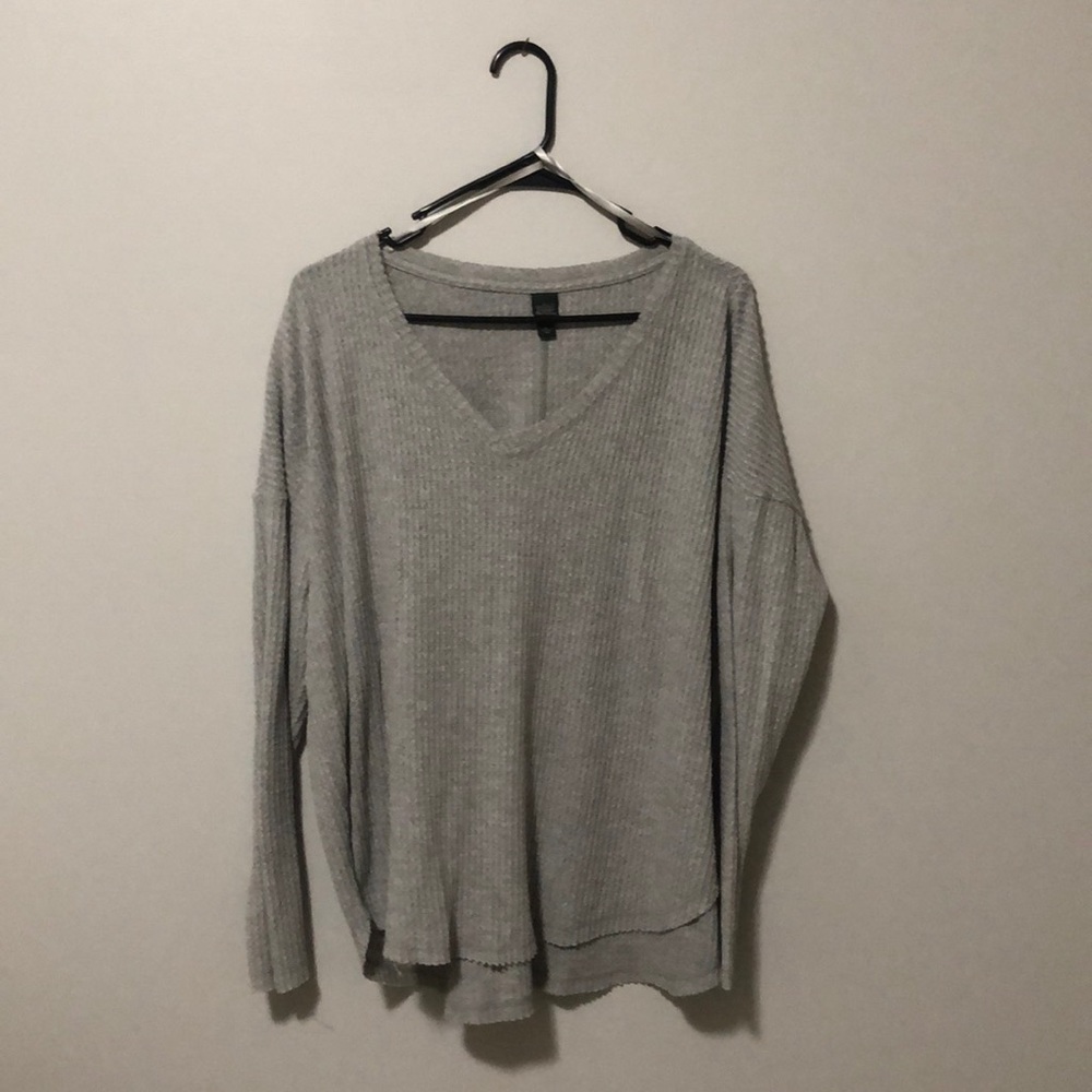 Light Gray Wild Fable Waffle Knit V-neck Sweater